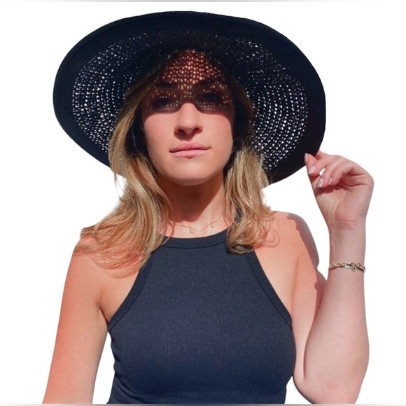 J.Crew Black Wide Brim Sun Hat - One Size - Picture 2 of 12